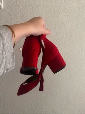 Dream Pairs Red Block Heel Ankle Strap Sandals